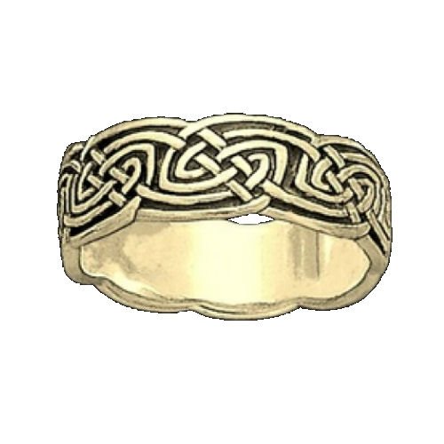 Image 1 of Celtic Interlace Leaf Knotwork Wide 10K Yellow Gold Mens Ring Wedding Band 