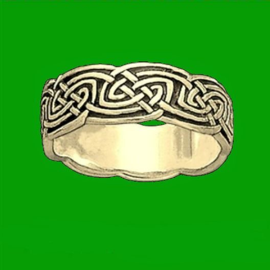 Image 0 of Celtic Interlace Leaf Knotwork Wide 10K Yellow Gold Ladies Ring Wedding Band 