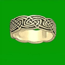 Celtic Interlace Leaf Knotwork Wide 10K Yellow Gold Mens Ring Wedding Band 