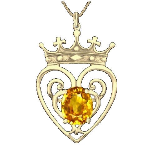 Image 1 of Queen Mary Design Citrine Luckenbooth Large 14K Yellow Gold Pendant