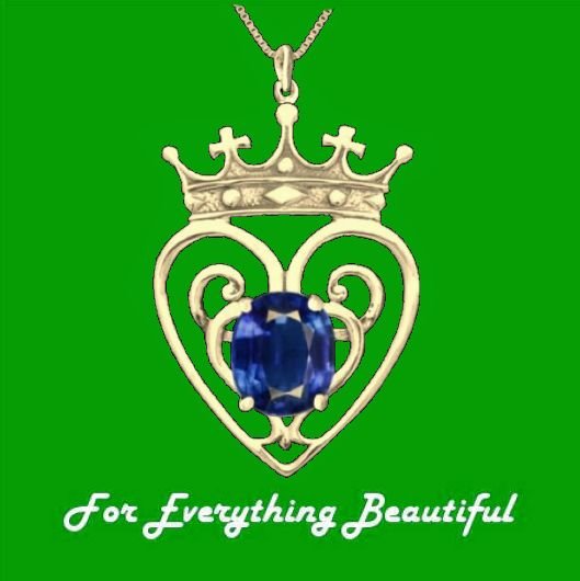Image 0 of Queen Mary Design Sapphire Luckenbooth Large 14K Yellow Gold Pendant