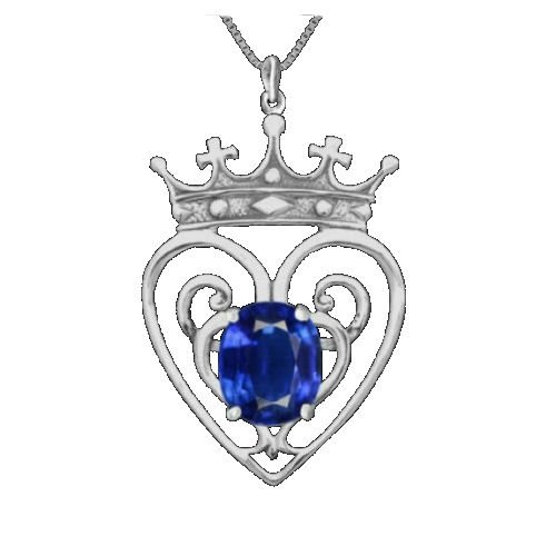 Image 1 of Queen Mary Design Sapphire Luckenbooth Large Sterling Silver Pendant