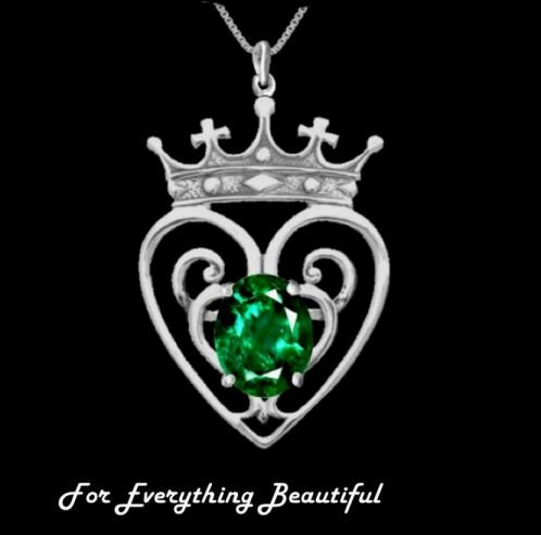 Image 0 of Queen Mary Design Emerald Luckenbooth Large Sterling Silver Pendant