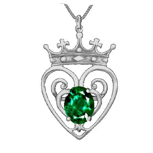 Image 1 of Queen Mary Design Emerald Luckenbooth Large Sterling Silver Pendant