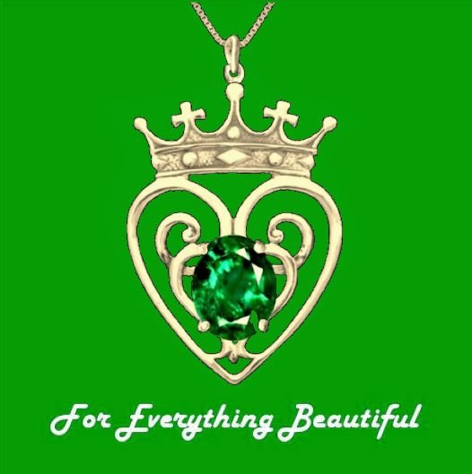 Image 0 of Queen Mary Design Emerald Luckenbooth Large 14K Yellow Gold Pendant