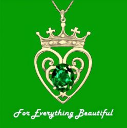 Queen Mary Design Emerald Luckenbooth Large 10K Yellow Gold Pendant