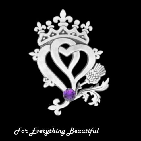 Image 0 of Hearts And Thistle Amethyst Luckenbooth Large Sterling Silver Pendant
