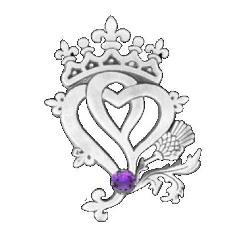 Image 1 of Hearts And Thistle Amethyst Luckenbooth Large Sterling Silver Pendant