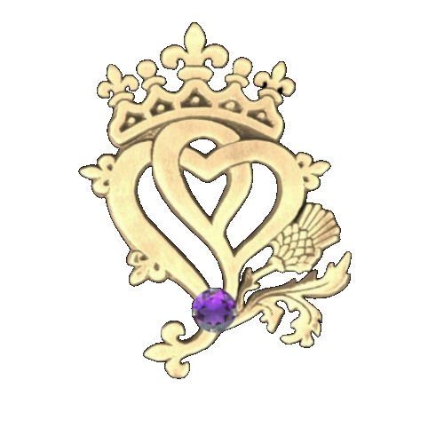Image 1 of Hearts And Thistle Amethyst Luckenbooth Large 10K Yellow Gold Pendant