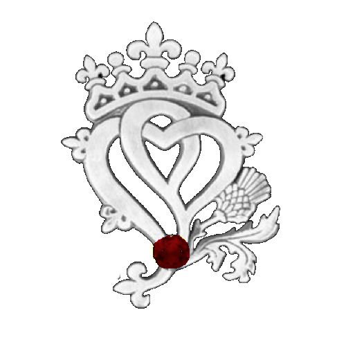 Image 1 of Hearts And Thistle Garnet Luckenbooth Large Sterling Silver Pendant