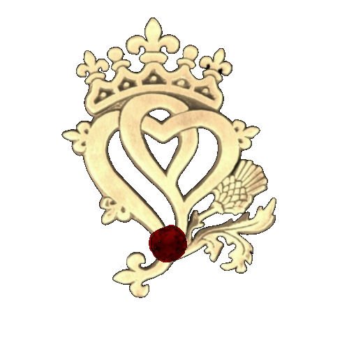 Image 1 of Hearts And Thistle Garnet Luckenbooth Large 14K Yellow Gold Pendant
