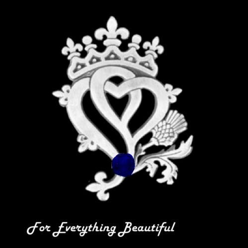Image 0 of Hearts And Thistle Sapphire Luckenbooth Large Sterling Silver Pendant