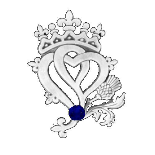 Image 1 of Hearts And Thistle Sapphire Luckenbooth Large Sterling Silver Pendant