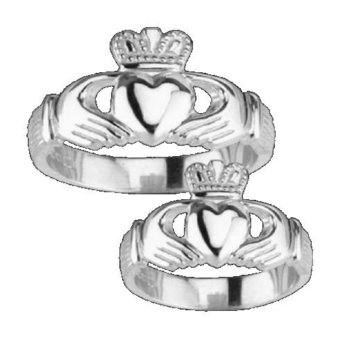Image 3 of Claddagh Wide Heavy Sterling Silver Ladies Ring Wedding Band 