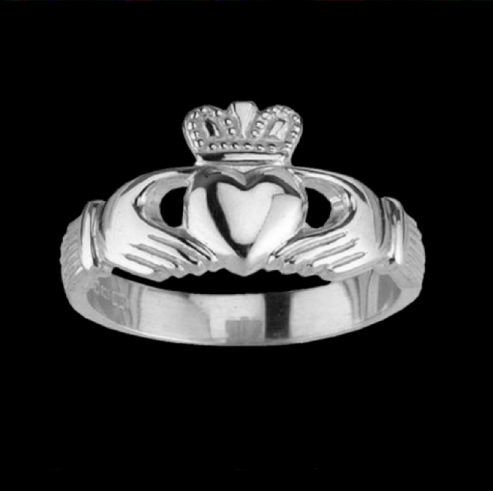 Image 0 of Claddagh Wide Heavy Sterling Silver Ladies Ring Wedding Band 