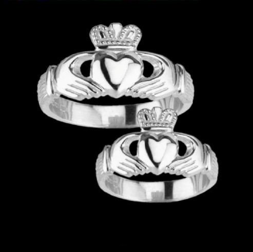 Image 2 of Claddagh Wide Heavy Sterling Silver Ladies Ring Wedding Band 