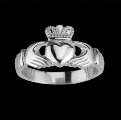 Claddagh Wide Heavy Sterling Silver Ladies Ring Wedding Band 