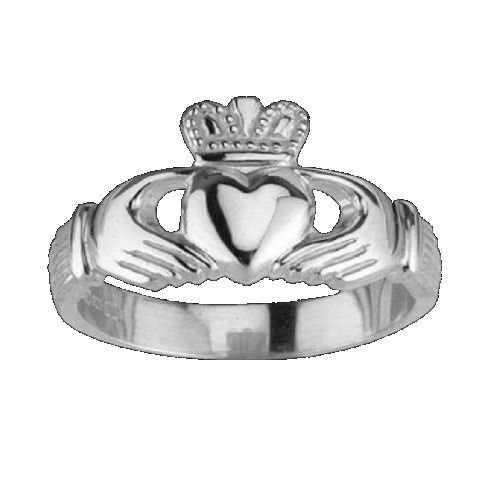 Image 1 of Claddagh Wide Heavy Sterling Silver Mens Ring Wedding Band 