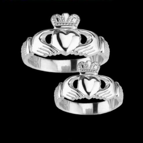 Image 2 of Claddagh Wide Heavy Sterling Silver Mens Ring Wedding Band 