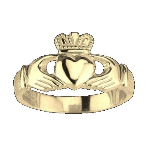 Image 1 of Claddagh Wide Heavy 10K Yellow Gold Mens Ring Wedding Band 