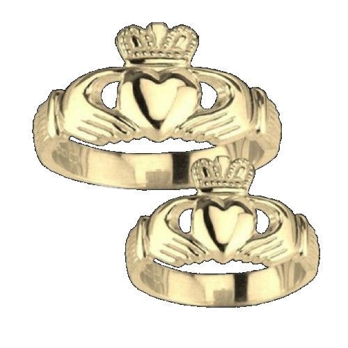 Image 3 of Claddagh Wide Heavy 10K Yellow Gold Mens Ring Wedding Band 