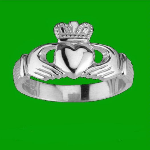 Image 0 of Claddagh Wide Heavy 10K White Gold Mens Ring Wedding Band 