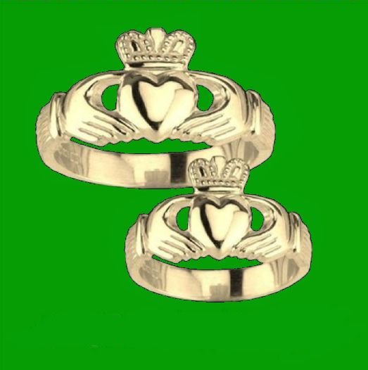 Image 2 of Claddagh Wide Heavy 14K Yellow Gold Mens Ring Wedding Band 