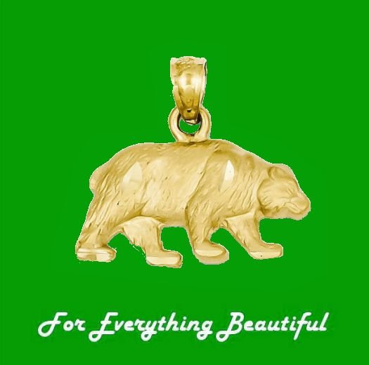 Image 0 of Bear Animal Themed Satin Finish 14K Yellow Gold Pendant Charm