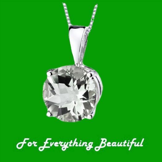 Image 0 of Green Amethyst Round Cut 14K White Gold Pendant