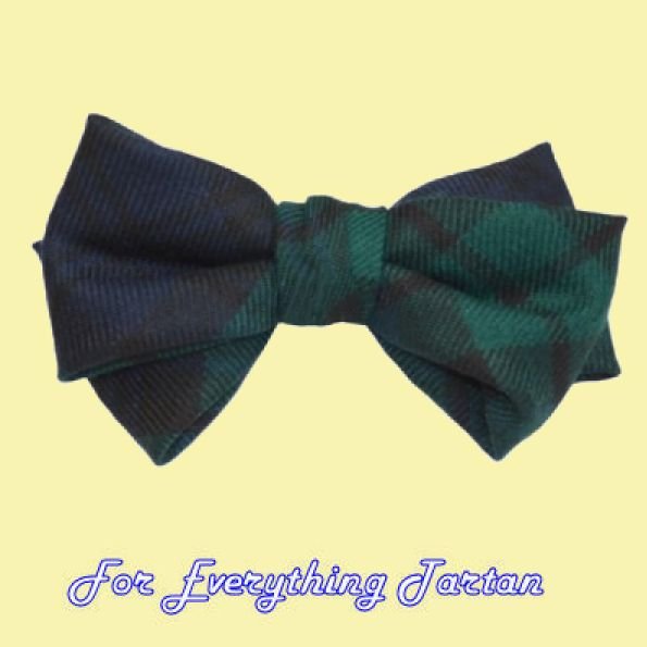 Image 0 of Black Watch Modern Tartan Lightweight Fabric Bow Tie Hairclip