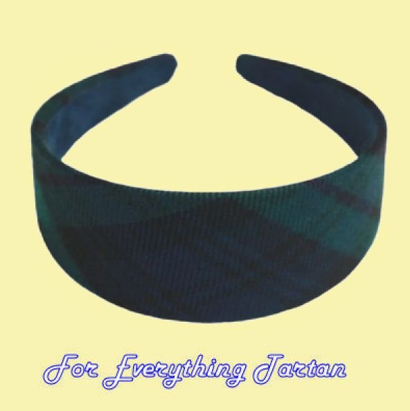 Image 0 of Black Watch Modern Tartan Lightweight Fabric Wide Hair Band Headband