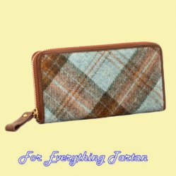 Ferniehirst Tweed Check Fabric Leather Large Ladies Purse Wallet