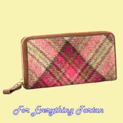 Norham Tweed Check Fabric Leather Large Ladies Purse Wallet