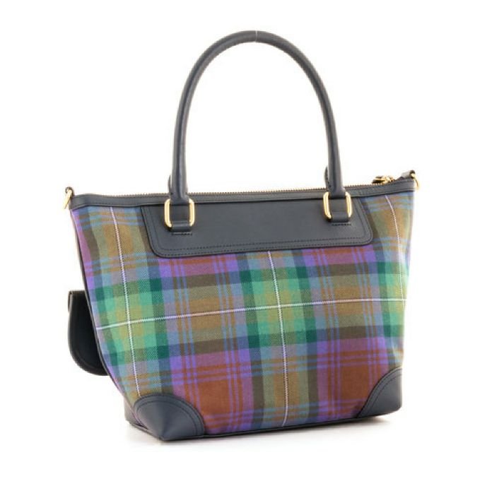Image 3 of Isle Of Skye Tartan Fabric Leather Medium Ladies Handbag