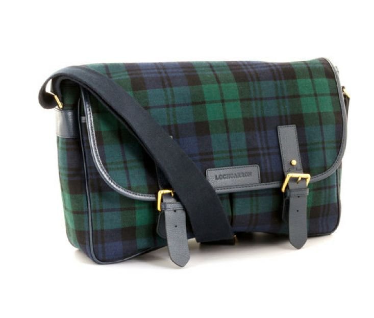 Image 1 of Black Watch Modern Tartan Fabric Leather Large Satchel Shoulder Bag