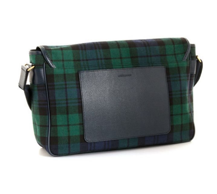 Image 3 of Black Watch Modern Tartan Fabric Leather Large Satchel Shoulder Bag