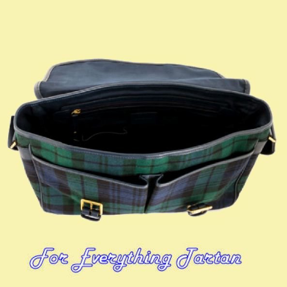 Image 4 of Black Watch Modern Tartan Fabric Leather Large Satchel Shoulder Bag