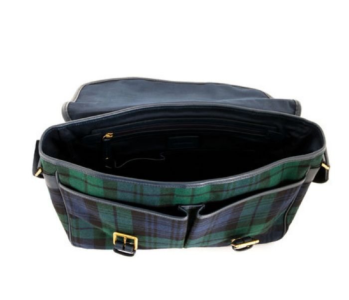 Image 5 of Black Watch Modern Tartan Fabric Leather Large Satchel Shoulder Bag