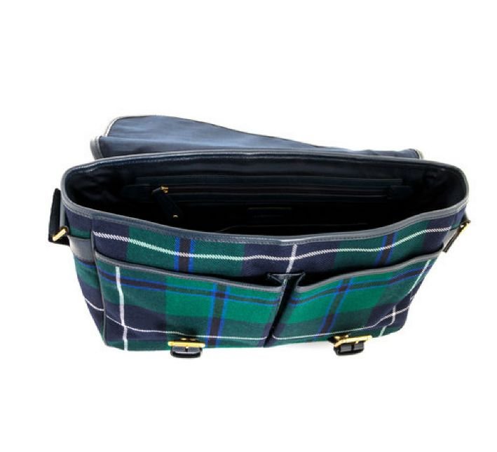 Image 5 of Douglas Modern Tartan Fabric Leather Large Satchel Shoulder Bag