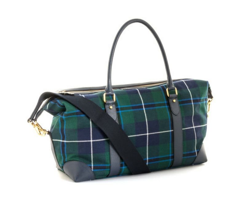 Image 1 of Douglas Modern Tartan Fabric Leather Large Travel Shoulder Bag