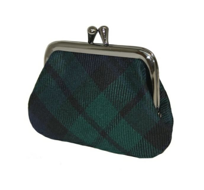 Image 1 of Black Watch Modern Tartan Fabric Framed Small Ladies Coin Purse 