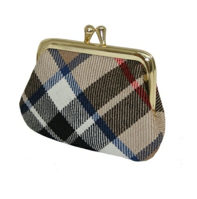 Image 1 of Thomson Camel Modern Tartan Fabric Framed Small Ladies Coin Purse 