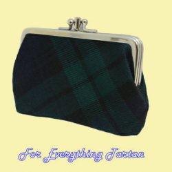 Black Watch Modern Tartan Fabric Framed Medium Ladies Double Purse 