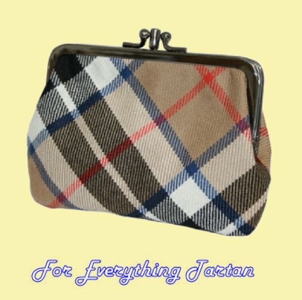 Image 0 of Thomson Camel Modern Tartan Fabric Framed Medium Ladies Double Purse 
