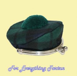 Black Watch Modern Tartan Fabric Framed Small Ladies Tam Coin Purse 