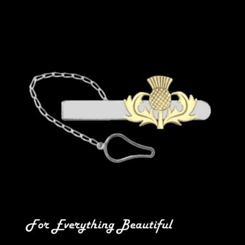 Image 0 of Oban Thistle Scotland Design Antiqued Mens Two Tone Tie Bar