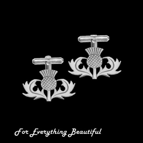 Image 0 of Oban Thistle Scotland Design Antiqued Mens Sterling Silver Cufflinks