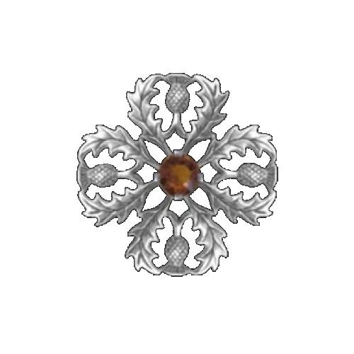 Image 1 of Thistle Snowflake Cairngorm Antiqued Medium Sterling Silver Brooch