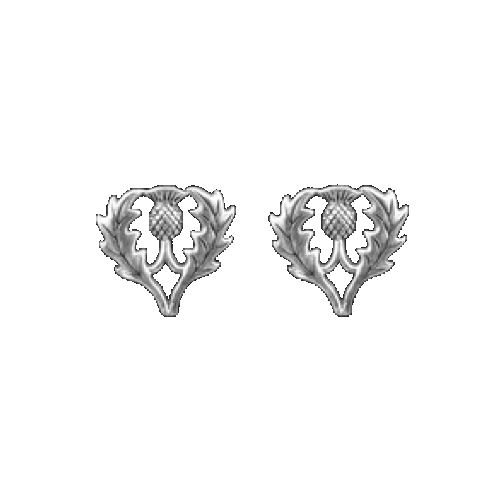 Image 1 of Thistle Scotland Themed Medium Sterling Silver Stud Earrings