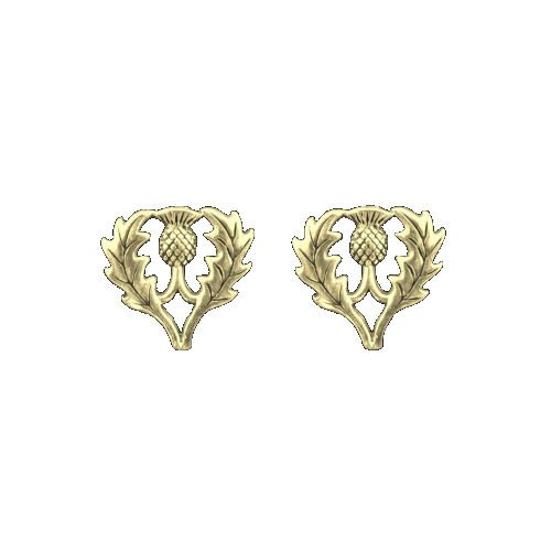Image 1 of Thistle Scotland Themed Medium 14K Yellow Gold Stud Earrings